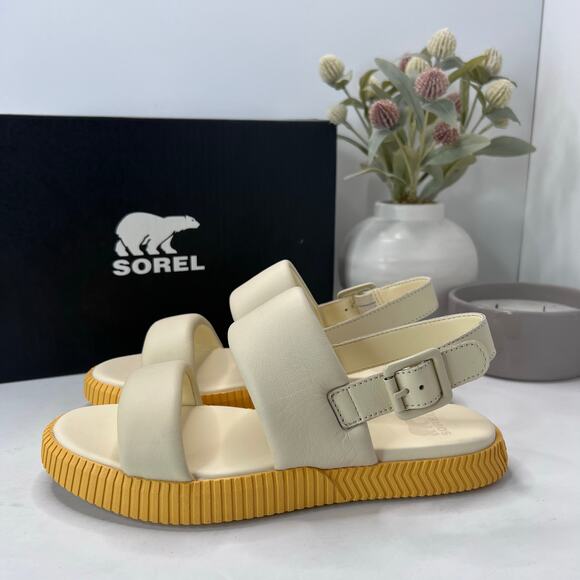 Sorel Ona Streetworks Go To Flat Sandal Honey White/Yellow Ray Women 7 NWB - Picture 1 of 10